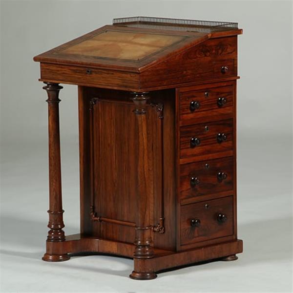 Grote foto palissander davenport met zuilen klein geheim vakje en uitklapbare inktpothouder no.351915 antiek en kunst overige in antiek gebruiksvoorwerpen