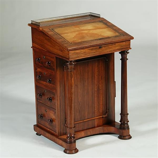 Grote foto palissander davenport met zuilen klein geheim vakje en uitklapbare inktpothouder no.351915 antiek en kunst overige in antiek gebruiksvoorwerpen