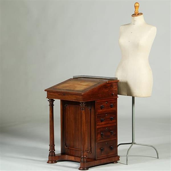 Grote foto palissander davenport met zuilen klein geheim vakje en uitklapbare inktpothouder no.351915 antiek en kunst overige in antiek gebruiksvoorwerpen