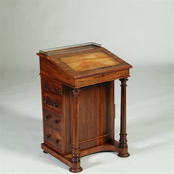 Grote foto palissander davenport met zuilen klein geheim vakje en uitklapbare inktpothouder no.351915 antiek en kunst overige in antiek gebruiksvoorwerpen