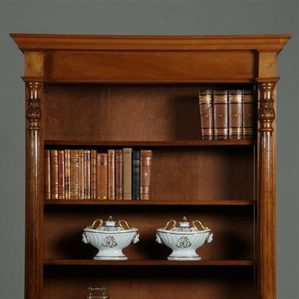 Grote foto zeer hoge smalle open boekenkast blond noten verstelbare planken demontabel no.360415 antiek en kunst overige in antiek gebruiksvoorwerpen