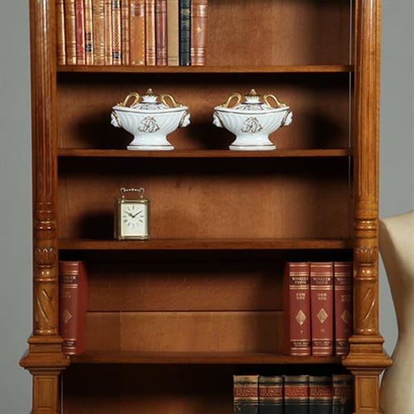 Grote foto zeer hoge smalle open boekenkast blond noten verstelbare planken demontabel no.360415 antiek en kunst overige in antiek gebruiksvoorwerpen