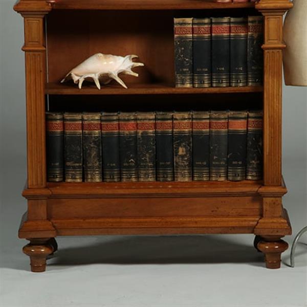 Grote foto zeer hoge smalle open boekenkast blond noten verstelbare planken demontabel no.360415 antiek en kunst overige in antiek gebruiksvoorwerpen