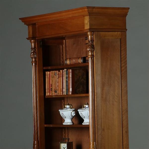 Grote foto zeer hoge smalle open boekenkast blond noten verstelbare planken demontabel no.360415 antiek en kunst overige in antiek gebruiksvoorwerpen