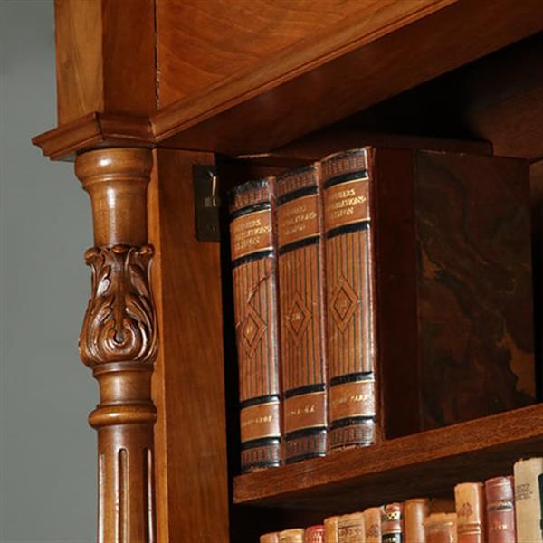 Grote foto zeer hoge smalle open boekenkast blond noten verstelbare planken demontabel no.360415 antiek en kunst overige in antiek gebruiksvoorwerpen