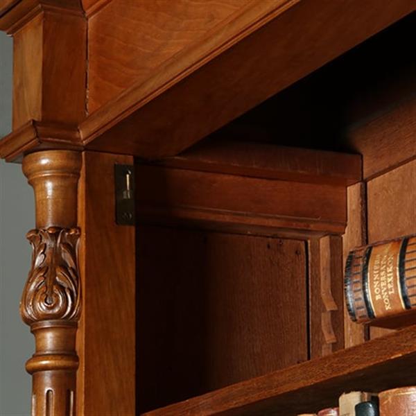 Grote foto zeer hoge smalle open boekenkast blond noten verstelbare planken demontabel no.360415 antiek en kunst overige in antiek gebruiksvoorwerpen