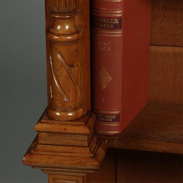 Grote foto zeer hoge smalle open boekenkast blond noten verstelbare planken demontabel no.360415 antiek en kunst overige in antiek gebruiksvoorwerpen