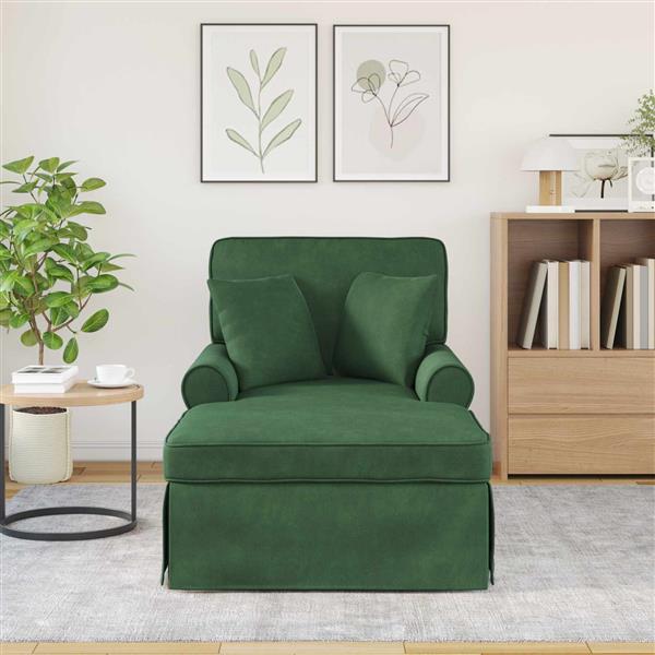 Grote foto vidaxl chaise lounge met rok met kussen jungle groen 91 x 157 x 91 cm huis en inrichting bankstellen