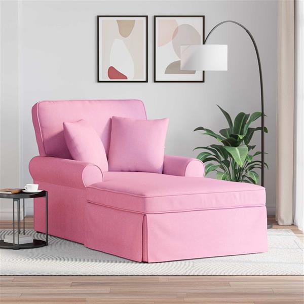 Grote foto vidaxl chaise lounge met rok met kussen roze 91 x 157 x 91 cm stof huis en inrichting bankstellen