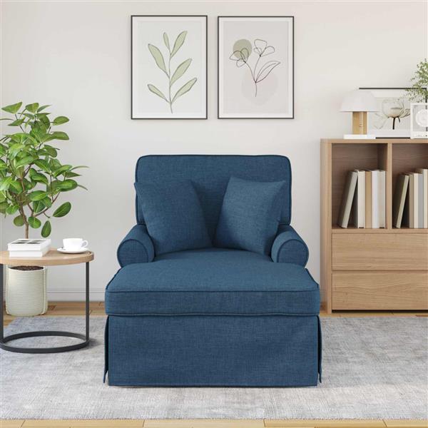 Grote foto vidaxl chaise lounge met rok met kussen blauw 91 x 157 x 91 cm stof huis en inrichting bankstellen