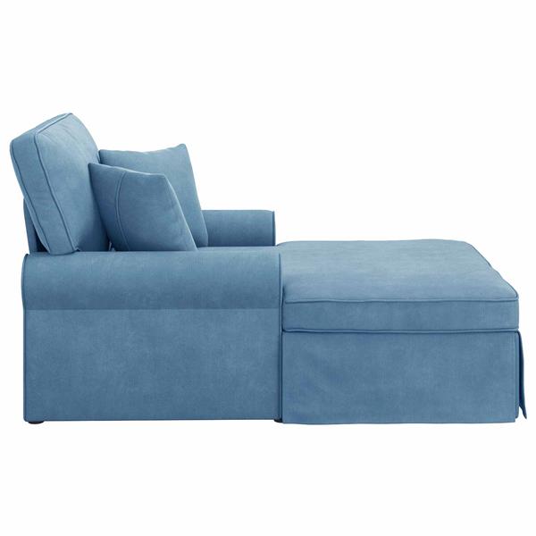 Grote foto vidaxl chaise lounge met rok blauw 91 x 157 x 91 cm geribbelde stof huis en inrichting bankstellen