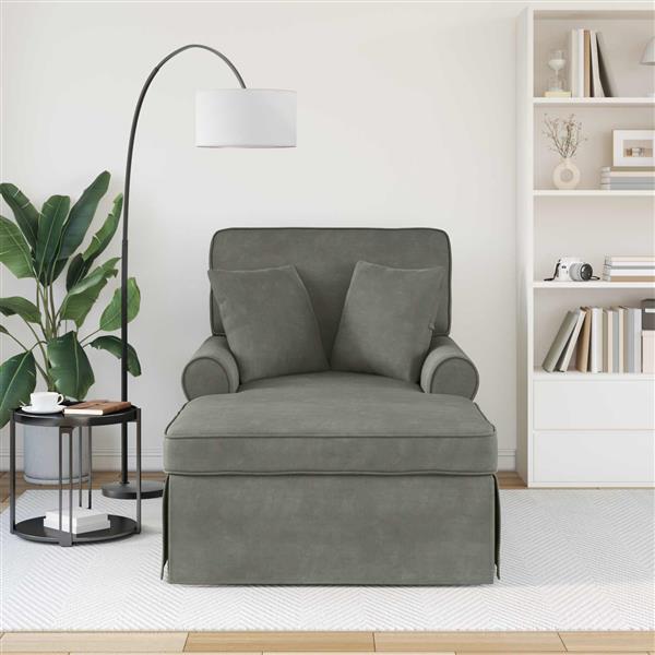 Grote foto vidaxl chaise lounge met rok met kussen lichtgrijs 91 x 157 x 91 cm huis en inrichting bankstellen