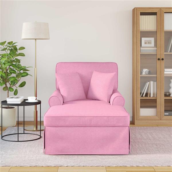 Grote foto vidaxl chaise lounge met rok met kussen roze 91 x 157 x 91 cm stof huis en inrichting bankstellen