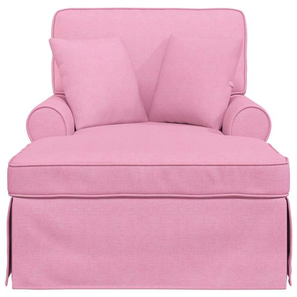 Grote foto vidaxl chaise lounge met rok met kussen roze 91 x 157 x 91 cm stof huis en inrichting bankstellen