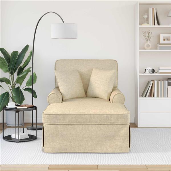 Grote foto vidaxl chaise lounge met rok met kussen cr me 91 x 157 x 91 cm stof huis en inrichting bankstellen