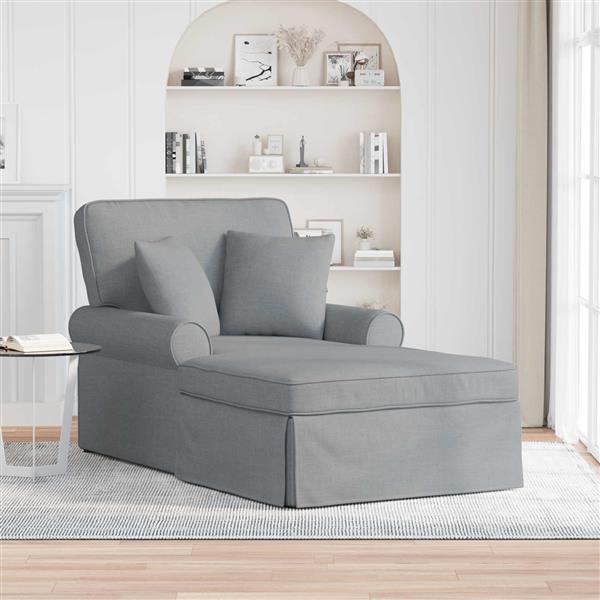 Grote foto vidaxl chaise lounge met rok lichtgrijs 91 x 157 x 91 cm stof huis en inrichting bankstellen