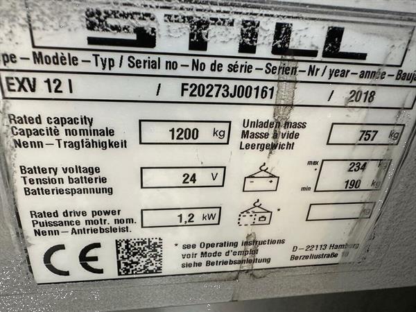 Grote foto vs 22578 elektrische stapelaar still exv 12i 3.324mm doe het zelf en verbouw hefwerktuigen