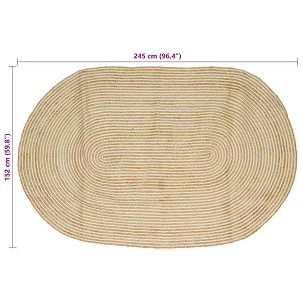 Grote foto vidaxl vloerkleed natuurlijk en wit 152 x 245 cm jute huis en inrichting vloerbedekking en kleden