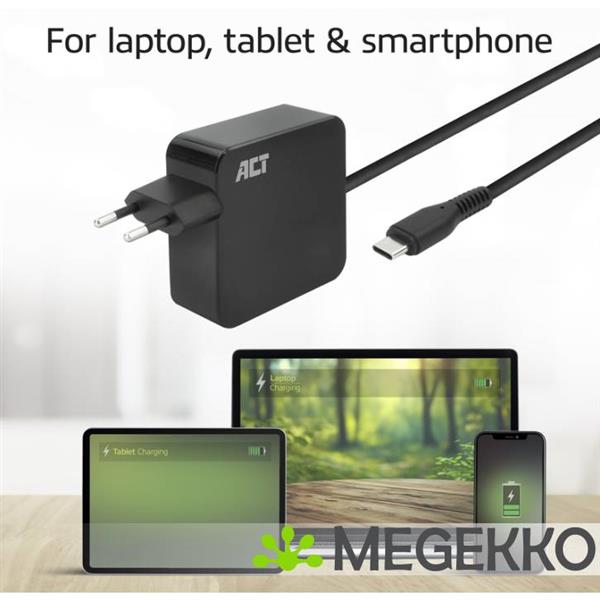 Grote foto act usb c laptoplader 65w met power delivery profielen. 2 meter computers en software overige