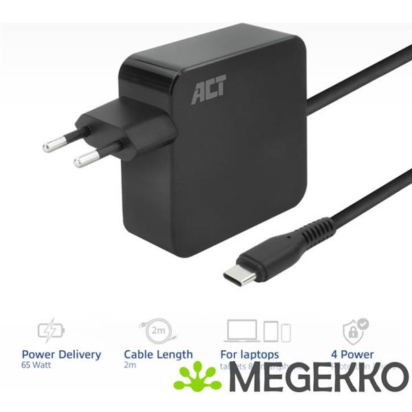 Grote foto act usb c laptoplader 65w met power delivery profielen. 2 meter computers en software overige