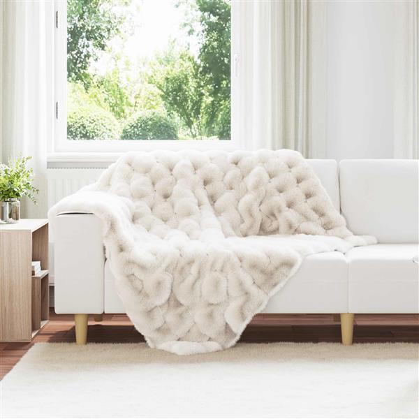 Grote foto vidaxl neppels konijnenbont deken 4 pcs wit 130 x 150 cm polyester huis en inrichting bedden