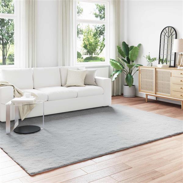 Grote foto vidaxl nep konijnenbont tapijt olite grijs 240 x 340 cm polyester huis en inrichting vloerbedekking en kleden