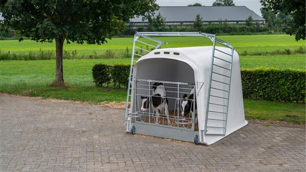 Grote foto calfotel xl 2 met drempel 4 delig hekwerk en 2 emmerringen dieren en toebehoren runderen