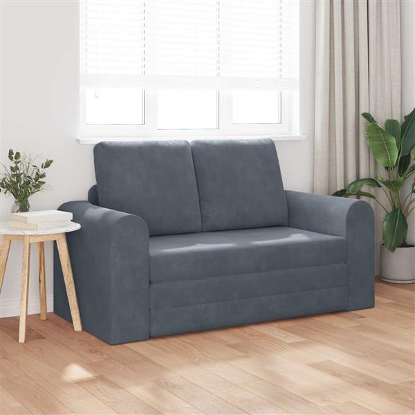 Grote foto vidaxl vouwsofa bed donkergrijs 148 x 71 x 83 cm fluweel huis en inrichting bankstellen