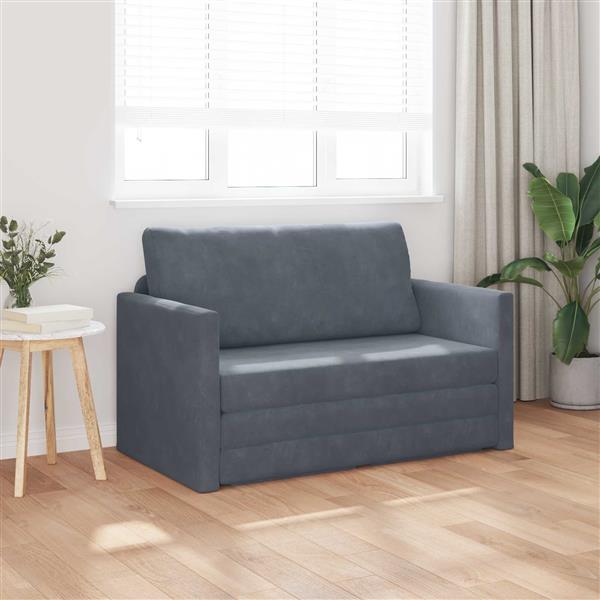 Grote foto vidaxl vouwsofa bed donkergrijs 124 x 71 x 78 cm fluweel huis en inrichting bankstellen