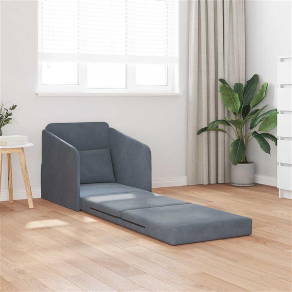 Grote foto vidaxl vouwsofa bed donkergrijs 65 x 80 x 83 cm fluweel huis en inrichting bankstellen