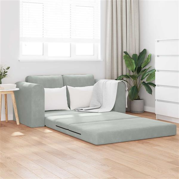 Grote foto vidaxl vouwsofa bed lichtgrijs 148 x 71 x 83 cm fluweel huis en inrichting bankstellen