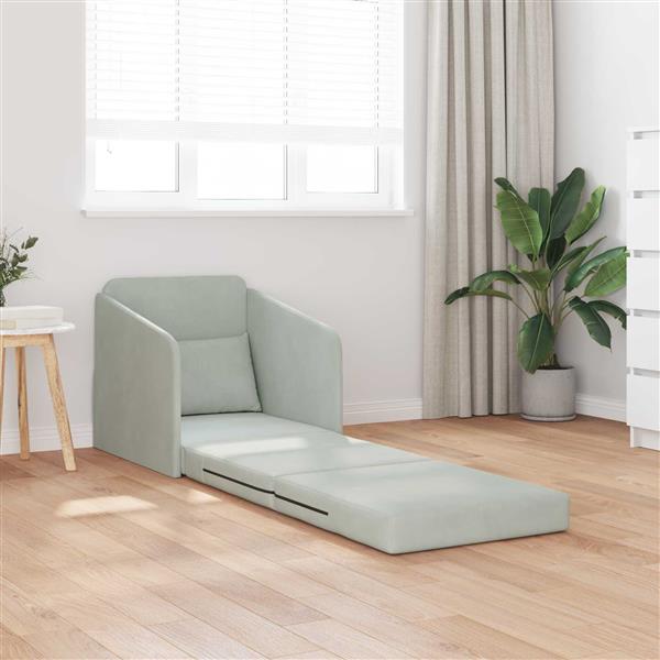 Grote foto vidaxl vouwsofa bed lichtgrijs 65 x 80 x 83 cm fluweel huis en inrichting bankstellen