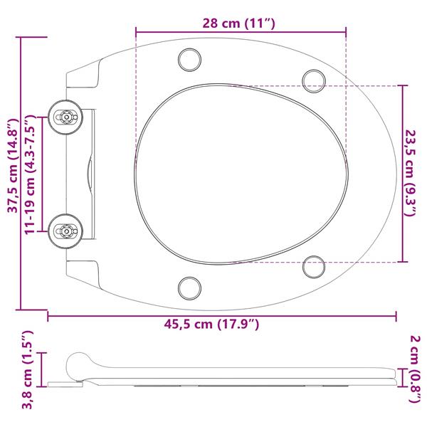 Grote foto vidaxl toiletzitting antraciet 45 5 x 37 5 x 3 8 cm duroplast doe het zelf en verbouw sanitair