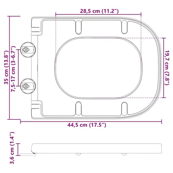 Grote foto vidaxl toiletzitting wit 44 5 x 35 x 3 6 cm duroplast doe het zelf en verbouw sanitair