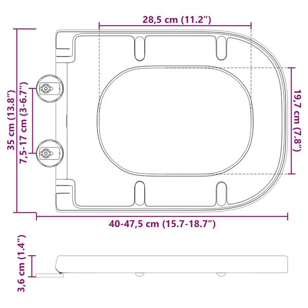 Grote foto vidaxl toiletzitting antraciet 44 5 x 35 x 3 6 cm duroplast doe het zelf en verbouw sanitair