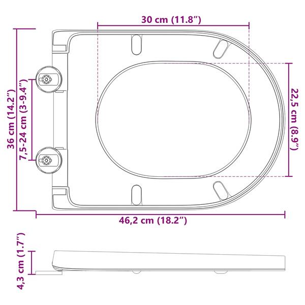 Grote foto vidaxl toiletzitting grijs 46 2 x 36 x 4 3 cm duroplast doe het zelf en verbouw sanitair