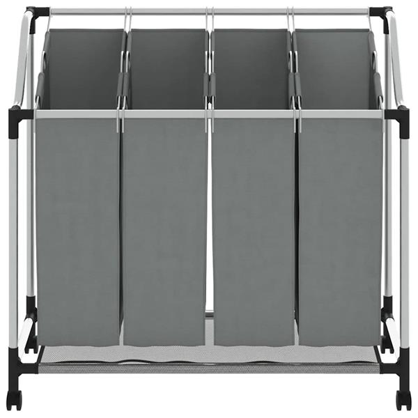 Grote foto vidaxl wasmand met wielen 4 vakken grijs huis en inrichting overige huis en inrichting