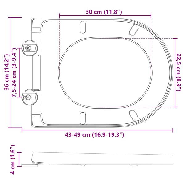 Grote foto vidaxl toiletzitting antraciet 46 2 x 36 x 4 3 cm duroplast doe het zelf en verbouw sanitair