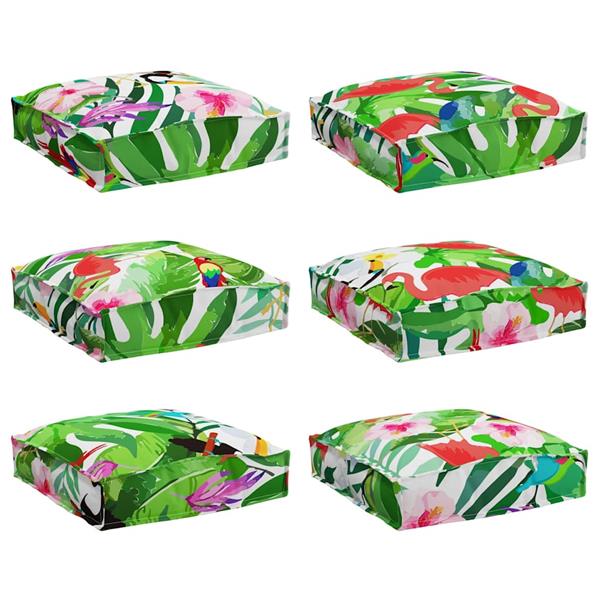 Grote foto vidaxl kussen bloemen 6 pcs multikleur 40 x 40 x 8 cm oxford stof huis en inrichting woningdecoratie
