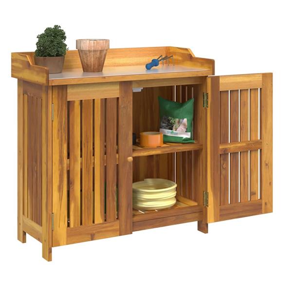 Grote foto vidaxl tuinkast met plank naturel 78 x 36 5 x 78cm massief acaciahout huis en inrichting overige