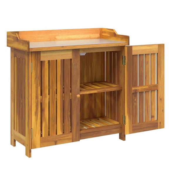 Grote foto vidaxl tuinkast met plank naturel 78 x 36 5 x 78cm massief acaciahout huis en inrichting overige