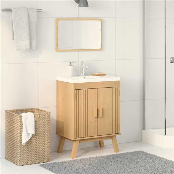 Grote foto vidaxl basis kast olden bruin 60 x 40 x 80 cm massief grenenhout huis en inrichting complete badkamers