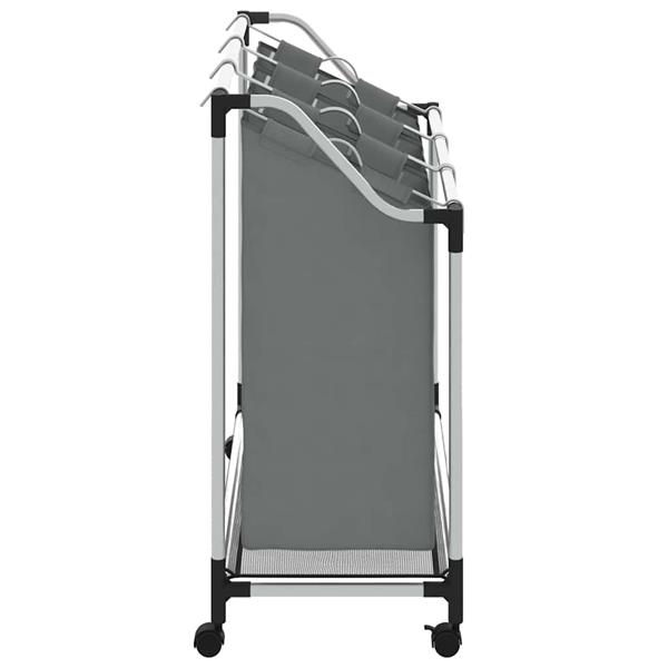 Grote foto vidaxl wasmand met wielen 3 vakken grijs huis en inrichting overige huis en inrichting