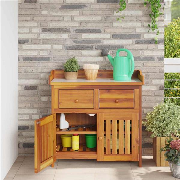 Grote foto vidaxl tuinkast met lade naturel 78 x 36 5 x 78cm massief acaciahout huis en inrichting overige