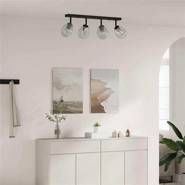 Grote foto vidaxl plafondspot zwart 73.5 x 13 x 26 cm glas en metaal huis en inrichting overige