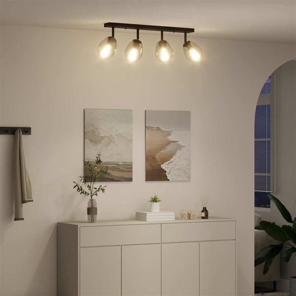 Grote foto vidaxl plafondspot zwart 73.5 x 13 x 26 cm glas en metaal huis en inrichting overige