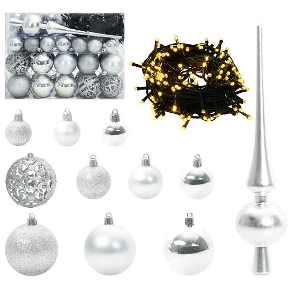 Grote foto vidaxl kerstbal set met 150 led 61 pcs zilver kunststof diversen overige diversen