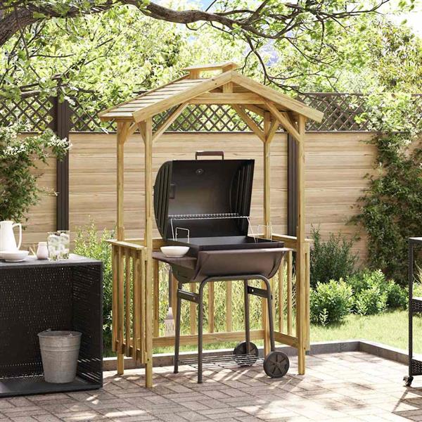 Grote foto vidaxl barbecue overkapping ge mpregneerd grenenhout tuin en terras tuinhuisjes en blokhutten