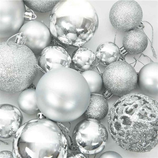 Grote foto vidaxl kerstbal set met 150 led 61 pcs zilver kunststof diversen overige diversen