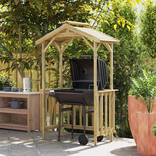 Grote foto vidaxl barbecue overkapping ge mpregneerd grenenhout tuin en terras tuinhuisjes en blokhutten